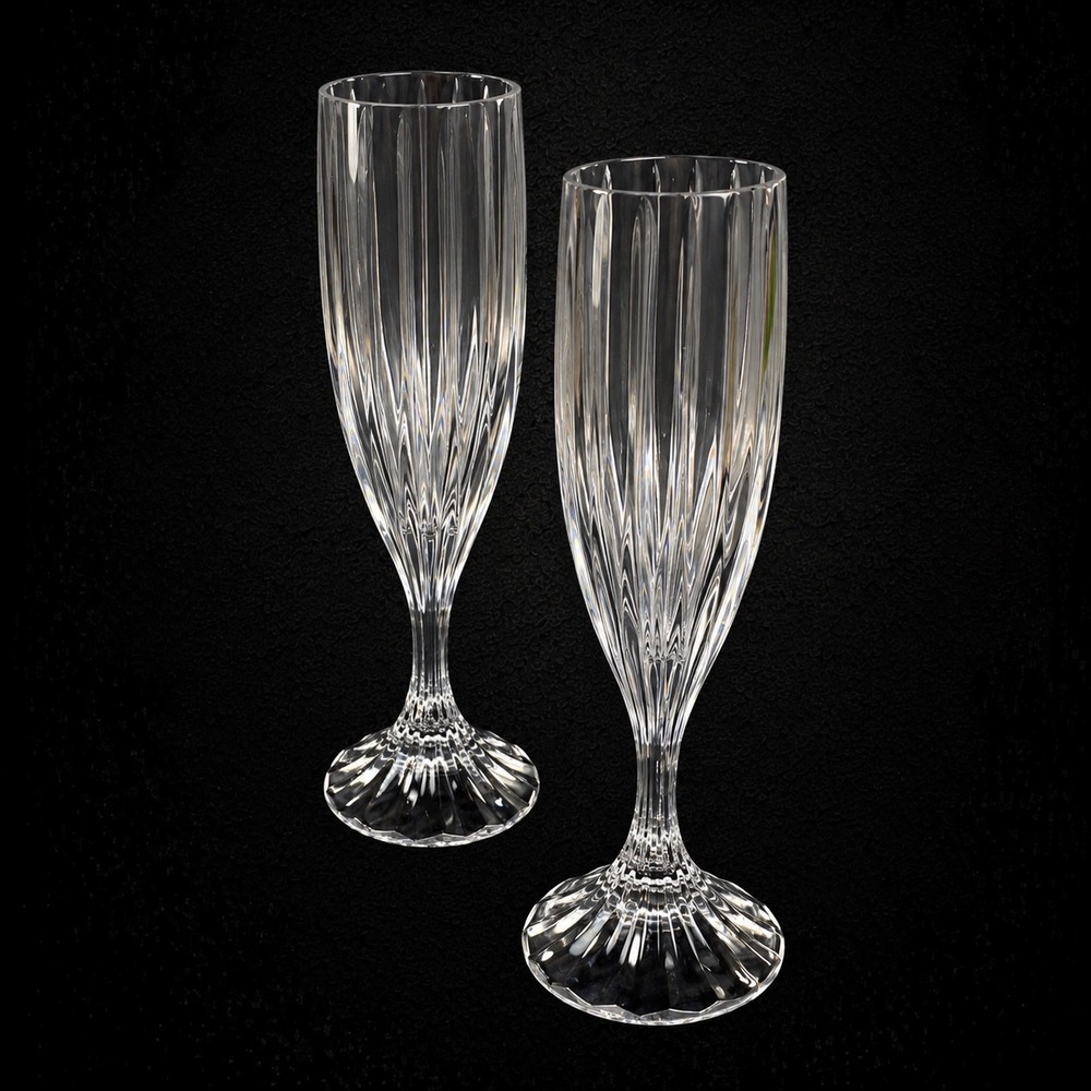 Mikasa Park Lane Crystal Champagne Flutes Set of 2 8 5/8" 1987 - Early 2000s